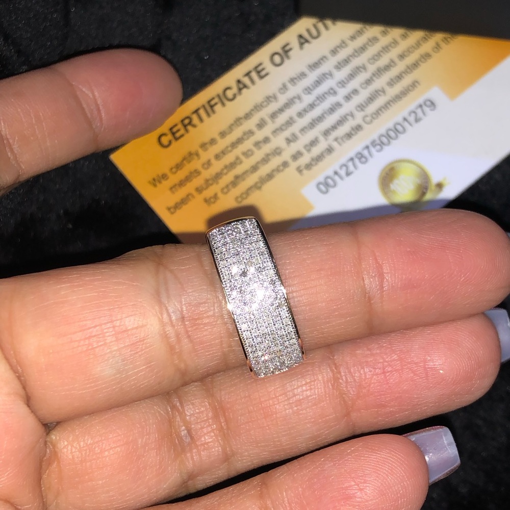 10k Solid Gold real Diamond mens wedding band, free appraisal, not plated not CZ - Picture 6 of 6
